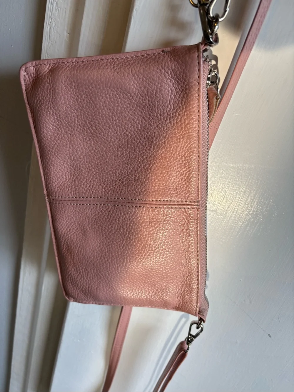 Crossbody Leather Wristlet in Dusty Rose - Women's Crossbody Bag